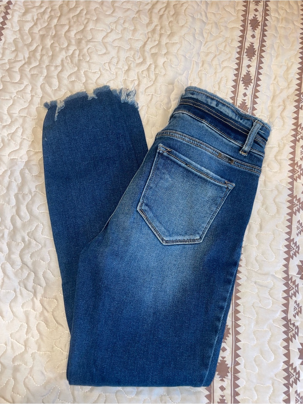KanCan Dark Blue Skinny Jeans with Frayed Hem